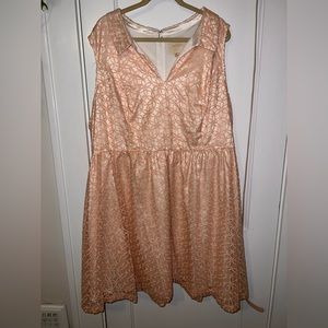 Pink lace floral collared dress with matching pink belt